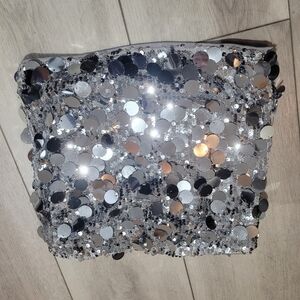 Princess Polly Women's Riego Strapless Sequined Crop Top 4 Silver Party Glam NEW